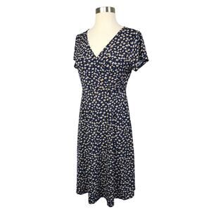 Kaileigh Womens Ditzy Floral Jersey Surplice Dress Sze Small Ginkgo Biloba Print